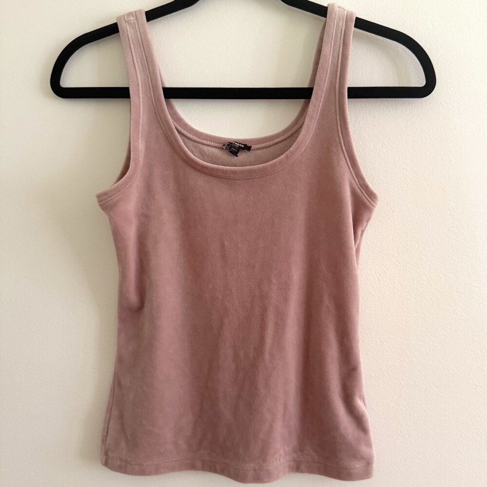 Express Fitted Velour Scoop Neck Tank Blush Size S